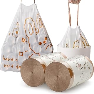 Bolsas de basura pequeñas, bolsas de basura pequeñas para baño, 60 bolsas de basura para baño, cocina, impresión blanca, 2 galones, 55 lubricantes (H, talla única)