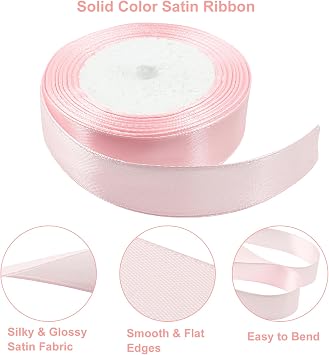 Pink Satin 1 Inch x 25 Yards Ribbon - Wedding & Craft - Silky Polyester Shiny Fabric