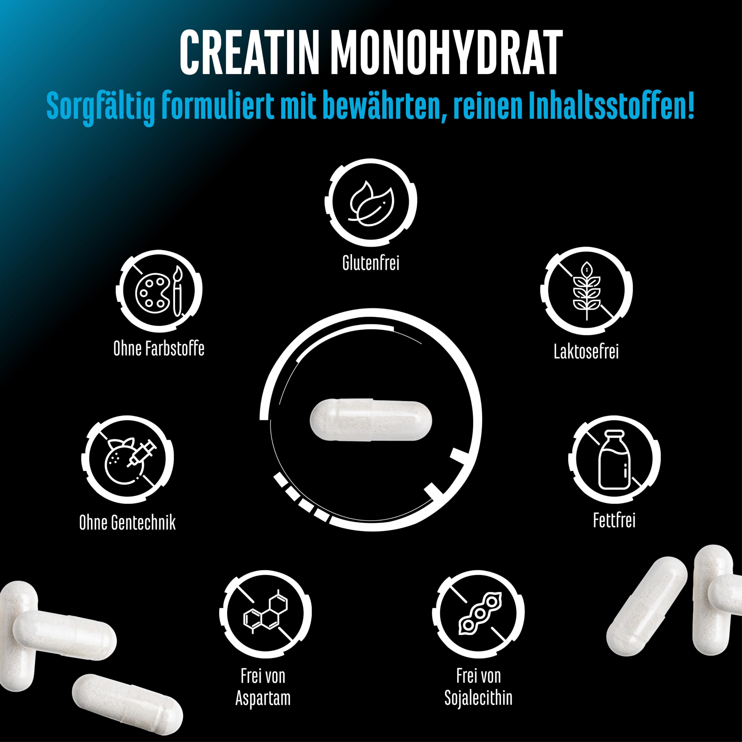 Creatine Ultra Caps - 420 Kapseln mit je 1250 mg reinem Creatin Monohydrat - Premium: Ultrafein + Mesh-Faktor von 200 - Hochdosiert | je 1250 mg reinem Creatin Monohydrat, Premium Mesh-Faktor 200 (ultrafein), hochdosiert