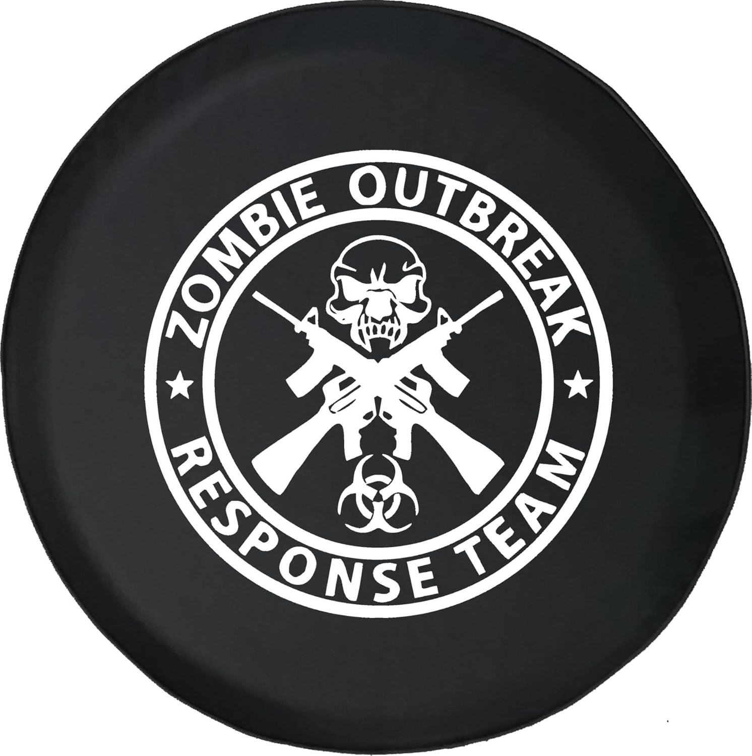 Zombie Team Black 32 Inch with Backup Camera Hole Trailer Tire Cover