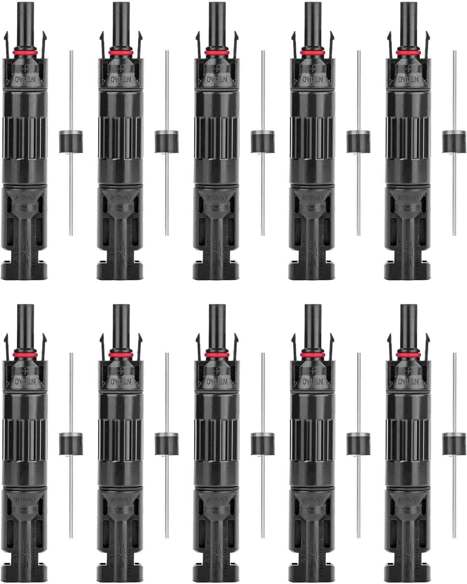 30 A PV-Solarmodul-Stecker, männlich/weiblich, integrierte Diode, Solardrahtverbinder, wasserdicht, Anti-Rückfluss (10 Stück)