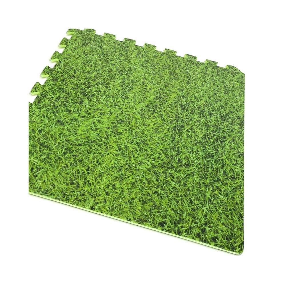 Gre MPF509GR - Protector de Suelo para Piscina Fabricado en EVA Imitación Hierba, 9 Piezas, 8 mm de Grosor, Resistente y Antipinchazos