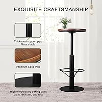 Vista 4 de Mesa de bar estilo industrial de 42 pulgadas, parte superior de madera redonda, base de metal negro mate