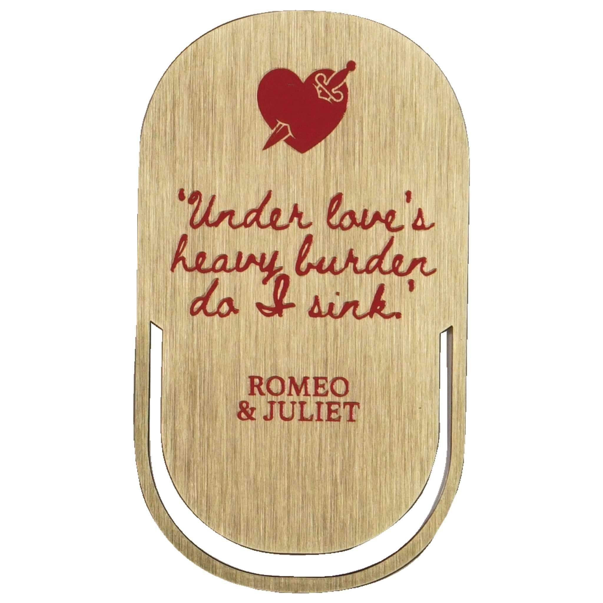 Half Moon Bay Love's Heavy Burden Do I Sink Shakespeare Romeo and Juliet 4.4 x 1.7 Inch Red and Gold Zinc Alloy and Enamel Paperclip Style Bookmark Place Keeper