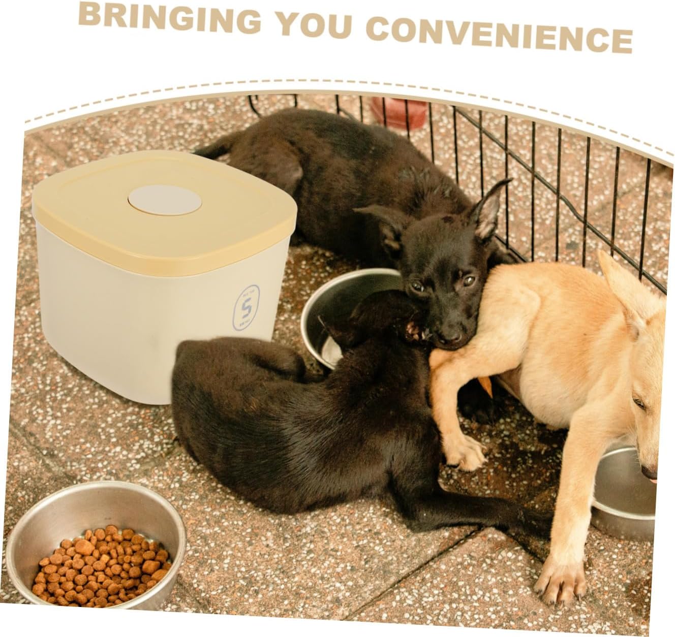 Vacuum Sealed Pet Food Storage Bin for Cats and Dogs Small Yellow Airtight Dog Food Container with Moisture-proof Seal