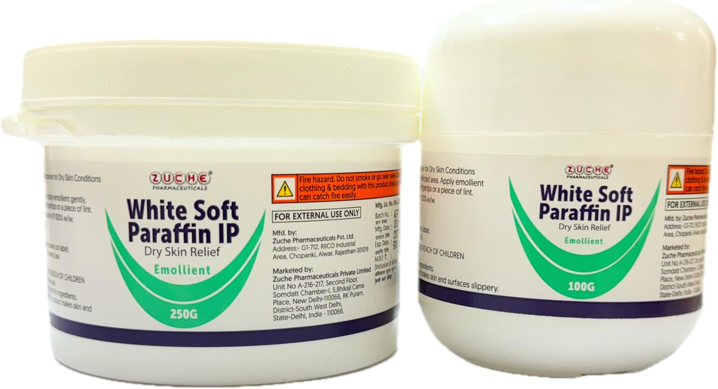 White Soft Paraffin IP | Combo 250 GM & 100 gm | Emollient | Petroleum Jelly | Medical Grade