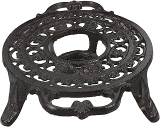 UKCOCO Tetera y Soporte para Té Aislados Cojín Calentador De Té Calentador De Platos Calentadores De Tetera Quemador Tetera con Calentador Calentadores De Té Hierro Fundido Dark Brown