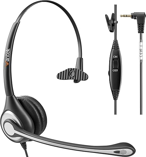 Wantek Auriculares de teléfono de 0098in con cancelación de ruido de micrófono auriculares para teléfono de oficina compatibles con ATT ML17929