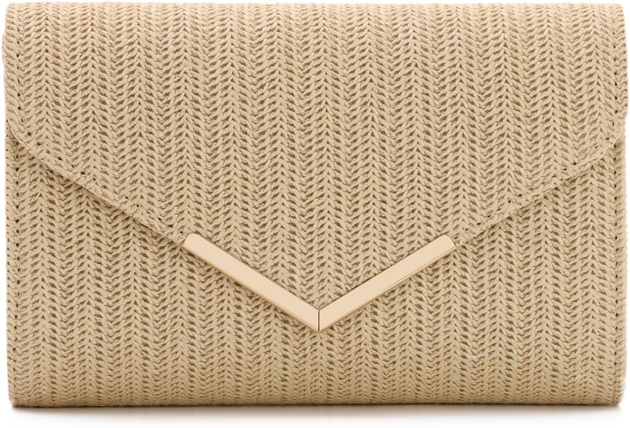 Oweisong Straw Clutch Purses for Women Summer Beach Bag Woven Envelope Evening Handbag for Vacation