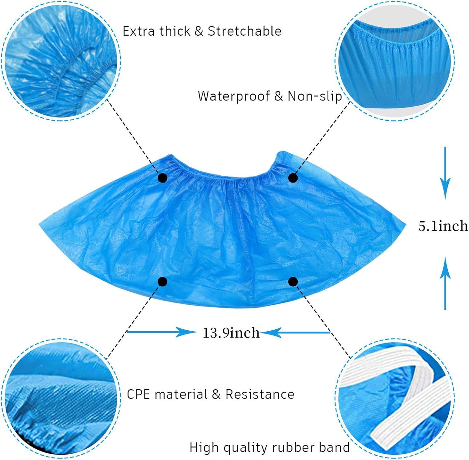 Shoe Covers Disposable Non Slip-100 Pack (50 Pairs) Waterproof Durable Shoe & Boot Covers for Indoor Carpet Floor Protection, Fits All