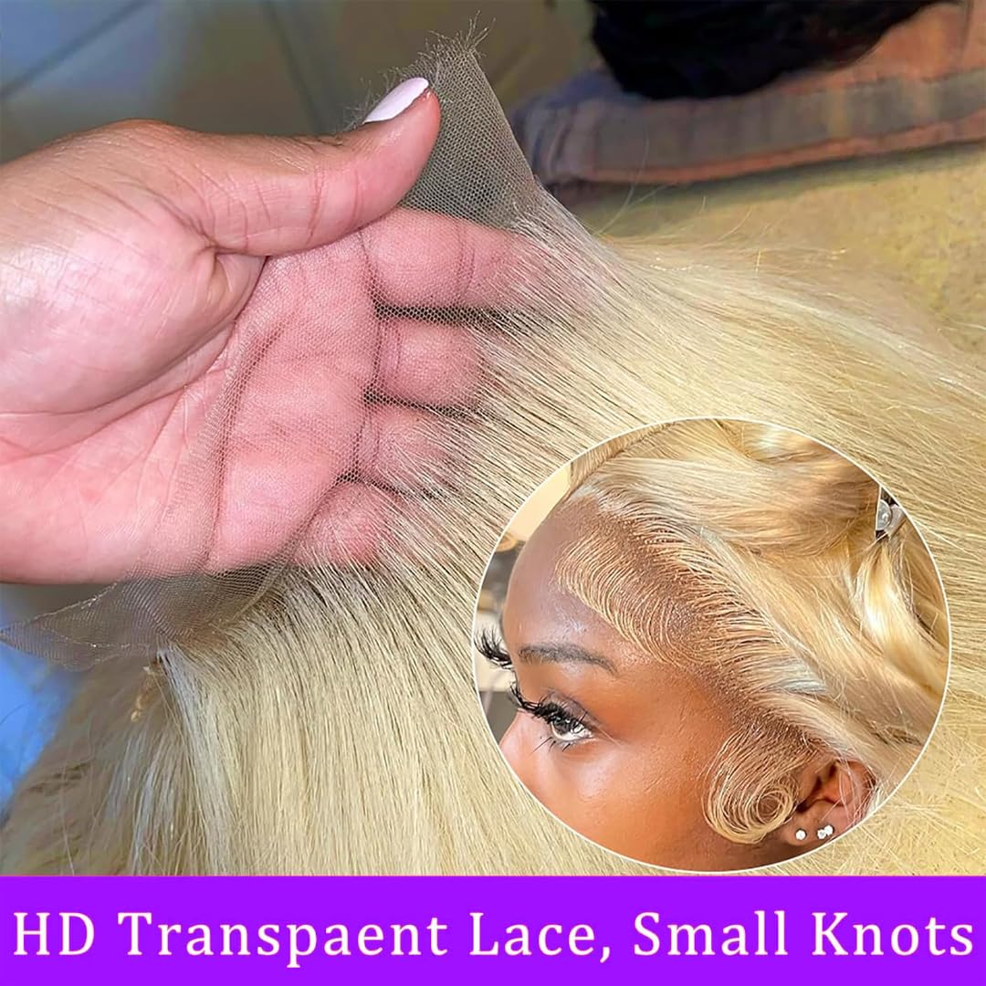 360 Wig Human Hair 200 Density 613 Blonde Human Hair Body Wave HD Front Full Lace Glueless For Women (360 Lace 613 Body Wave Wig - Image 4