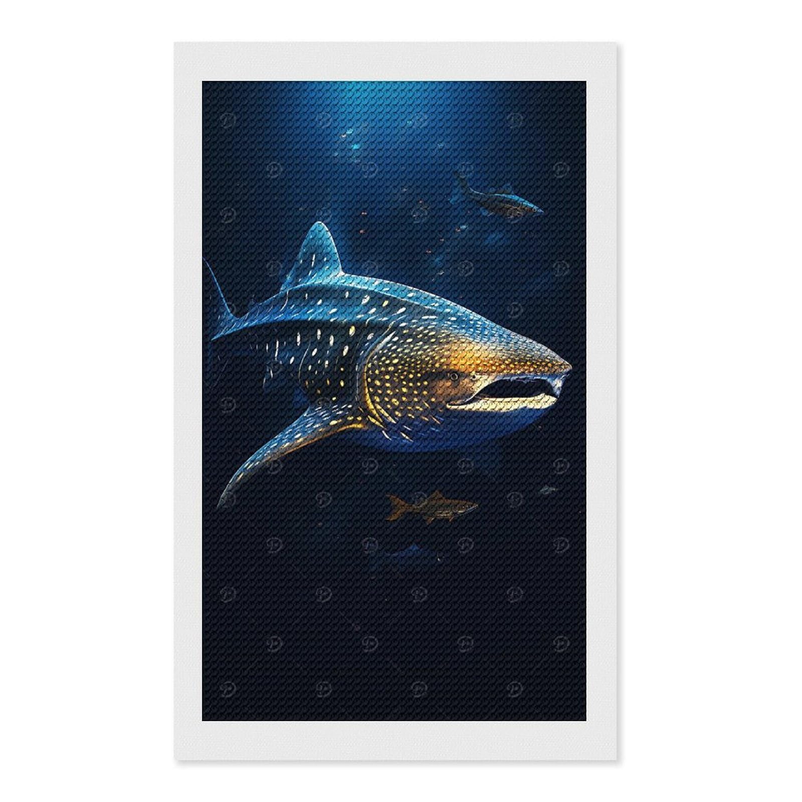 Junmoney Whale Shark Underwater(2) Diamond Painting Set 12"x20", Neat Printed Canvas, with Tool Kit, Bedroom Decor, Gift Idea, Complete Accessories