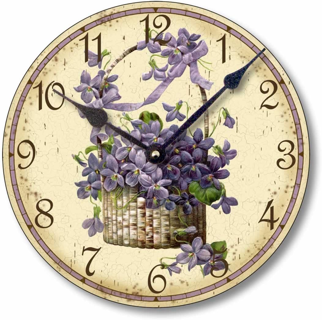 Fairy Freckles StudiosVintage Style 10.5 Inch Victorian Violets Wall Clock C6018
