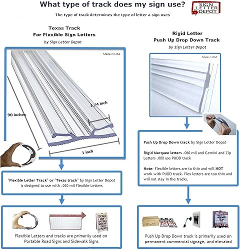 Pista de letras flexible - policarbonato, 1" H x 90" L, transparente - estilo industrial, letreros promocionales