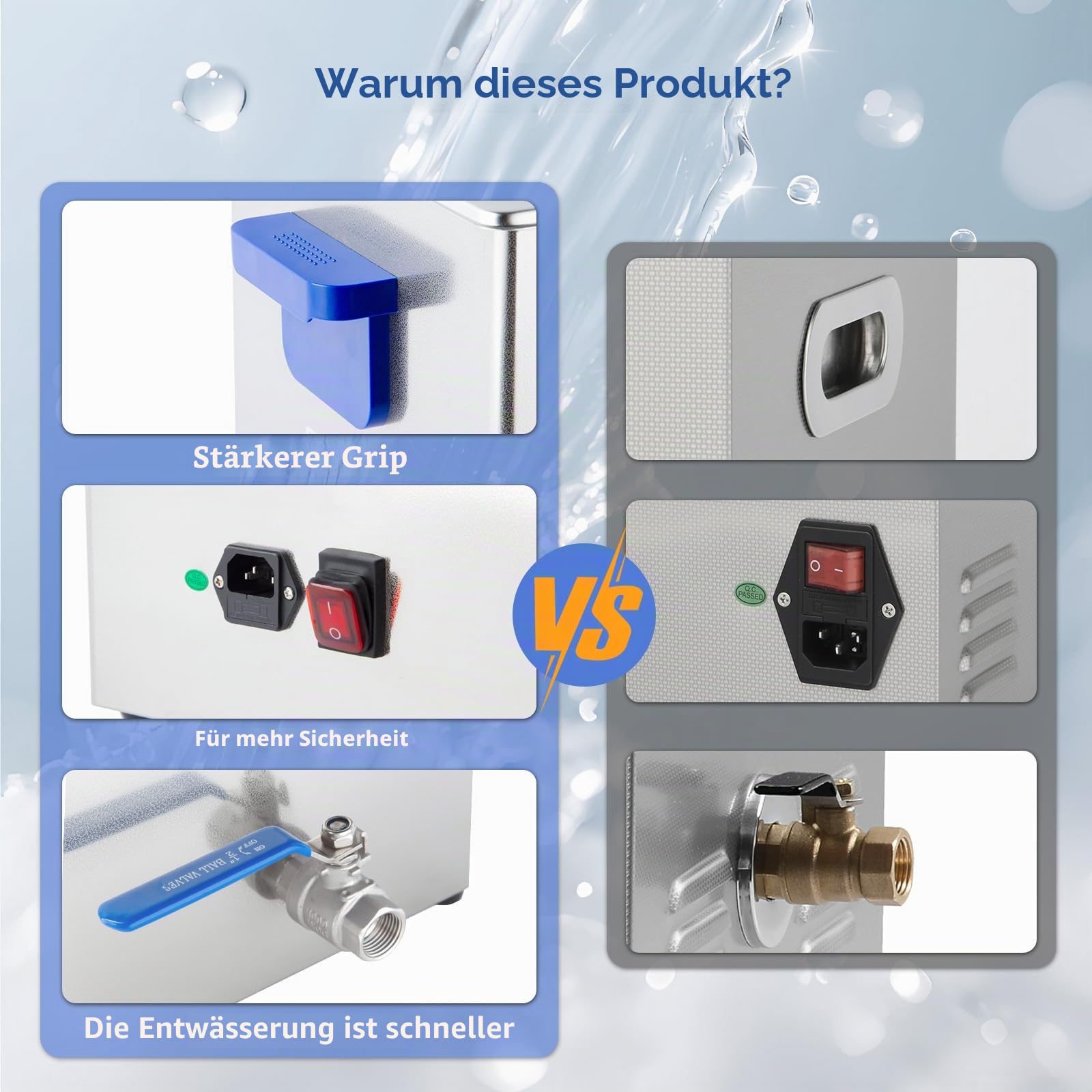DK SONIC Industrieller Ultraschallreiniger 10L, 240W, Ultraschall-Vergaserreiniger mit einstellbarer Leistung, Timer und Heizung für Teile, Leiterplatten und Kettenreinigung (inklusive Korb)
