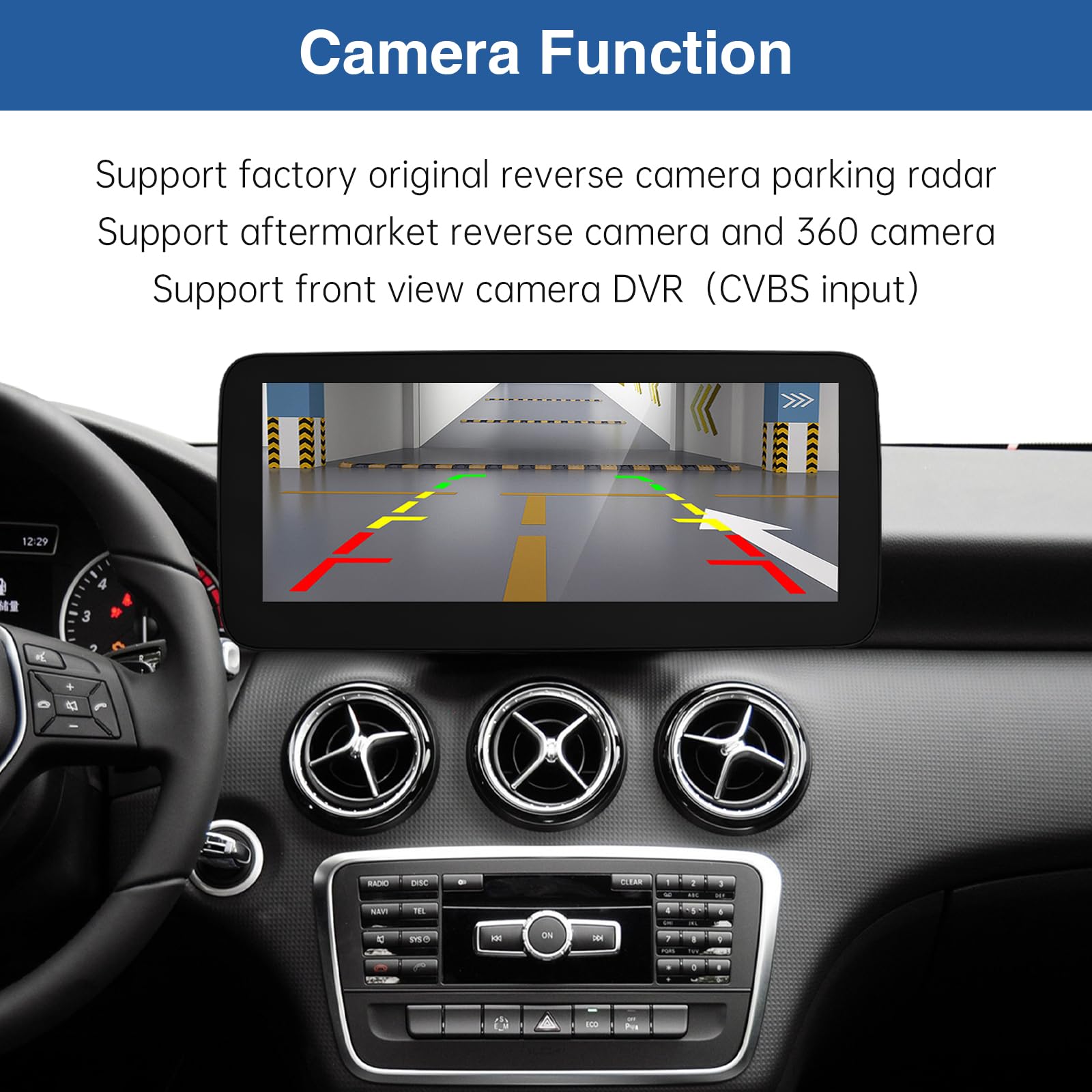 Road Top 12,3 Pollici Autoradio, CarPlay senza fili e Android Auto per Mercedes Benz A CLA GLA Classe W176 C117 X117 2013-2015 Anno con sistema NTG4.5/4.7, schermo tattile Stereo Auto con Mirrorlink