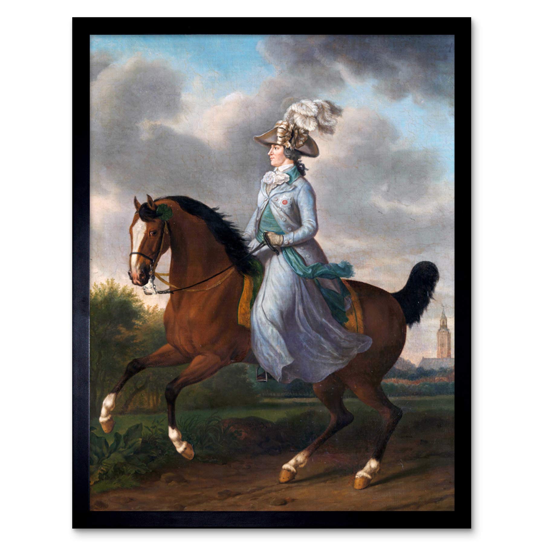 Artery8 Haag Wilhelmina Horse Equestrian Portrait Painting Art Print Framed Poster Wall Decor 12x16 inch