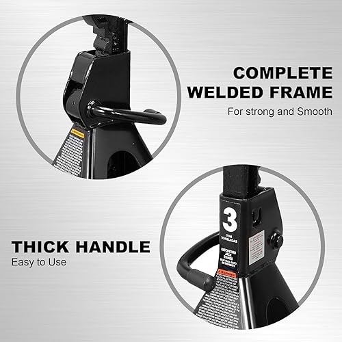 Miniatura 45 de Torin AT43005AB Soportes de acero resistentes para gatos: pasadores de bloqueo dobles, capacidad de 3 toneladas (6,000 libras), negro, 1 par