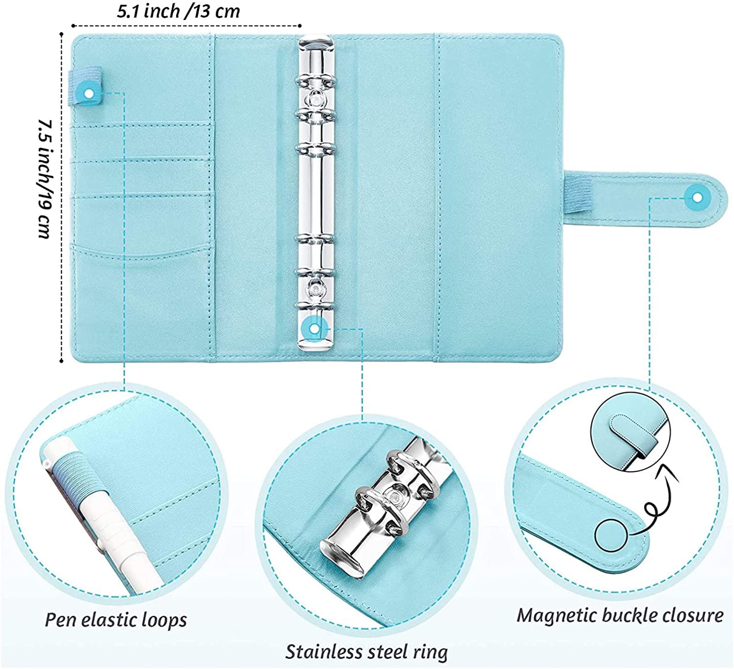 Buy REOQI A6 PU Leather Notebook Binder Budget Planner Binder Cover