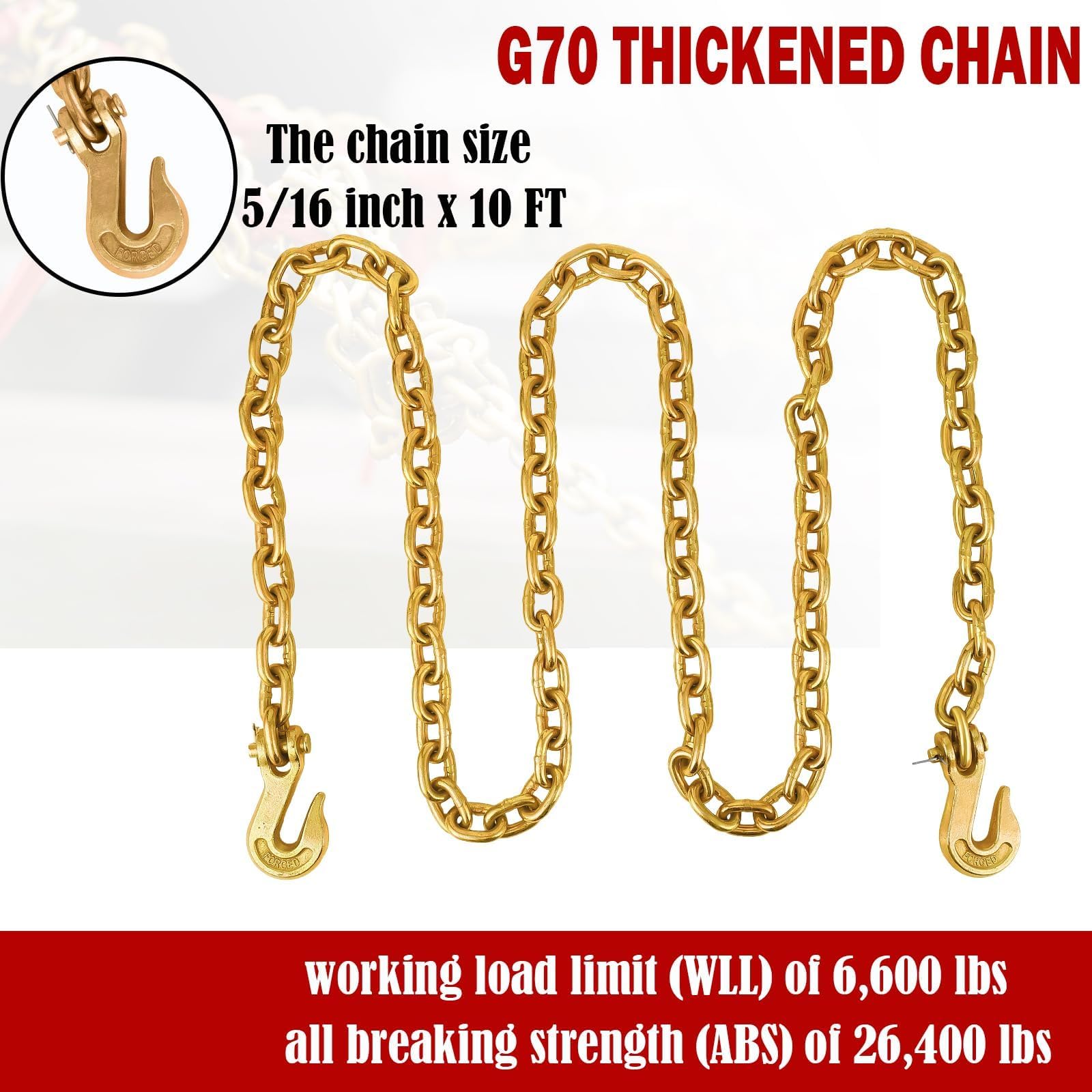 Garvee Tendeur à cliquet + chaîne 4173kg – Lot de 4, 3,05m