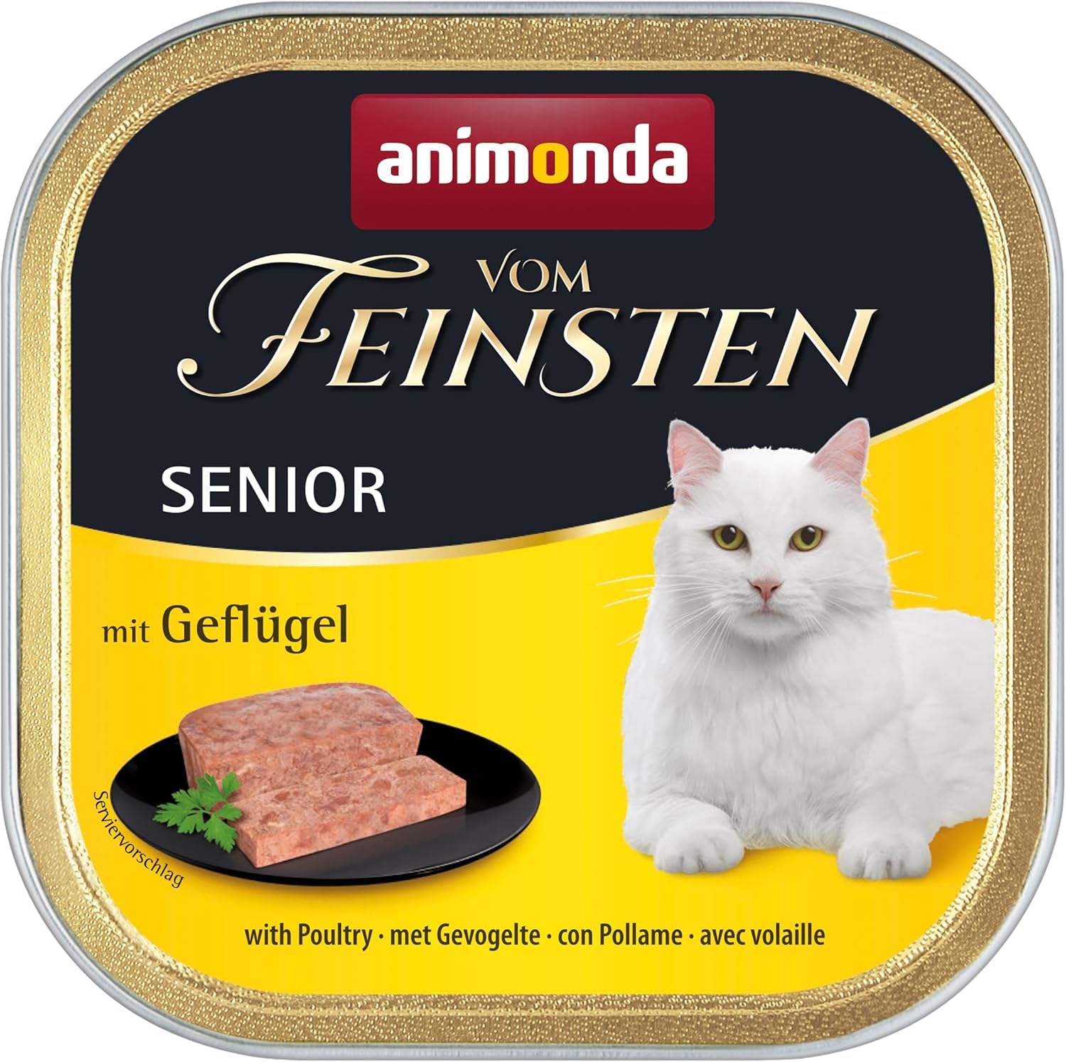 animonda Vom Feinsten Senior mit Geflügel (32 x 100 g), Senior Nassfutter für ältere Katzen ab 7 Jahren, Katzenfutter ohne Getreide und Zucker, mit 100 % frischen, fleischlichen Zutaten
