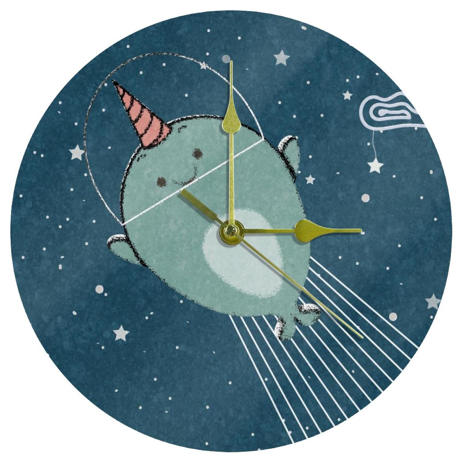Horloge murale en acrylique de 24 cm pour chambre d'enfant sur le thème de l'espace