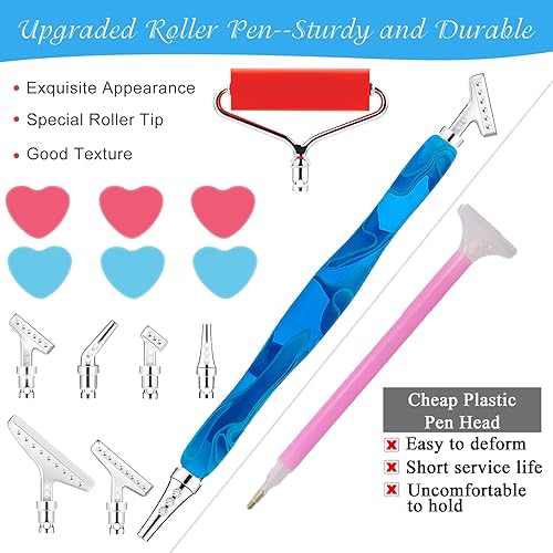 Miniatura 10 de Sonsage Puntas de metal Bolígrafo de pintura de diamante morado 5D ergonómico diamante Art Roller Accesorios y herramientas Juego de puntos redondos