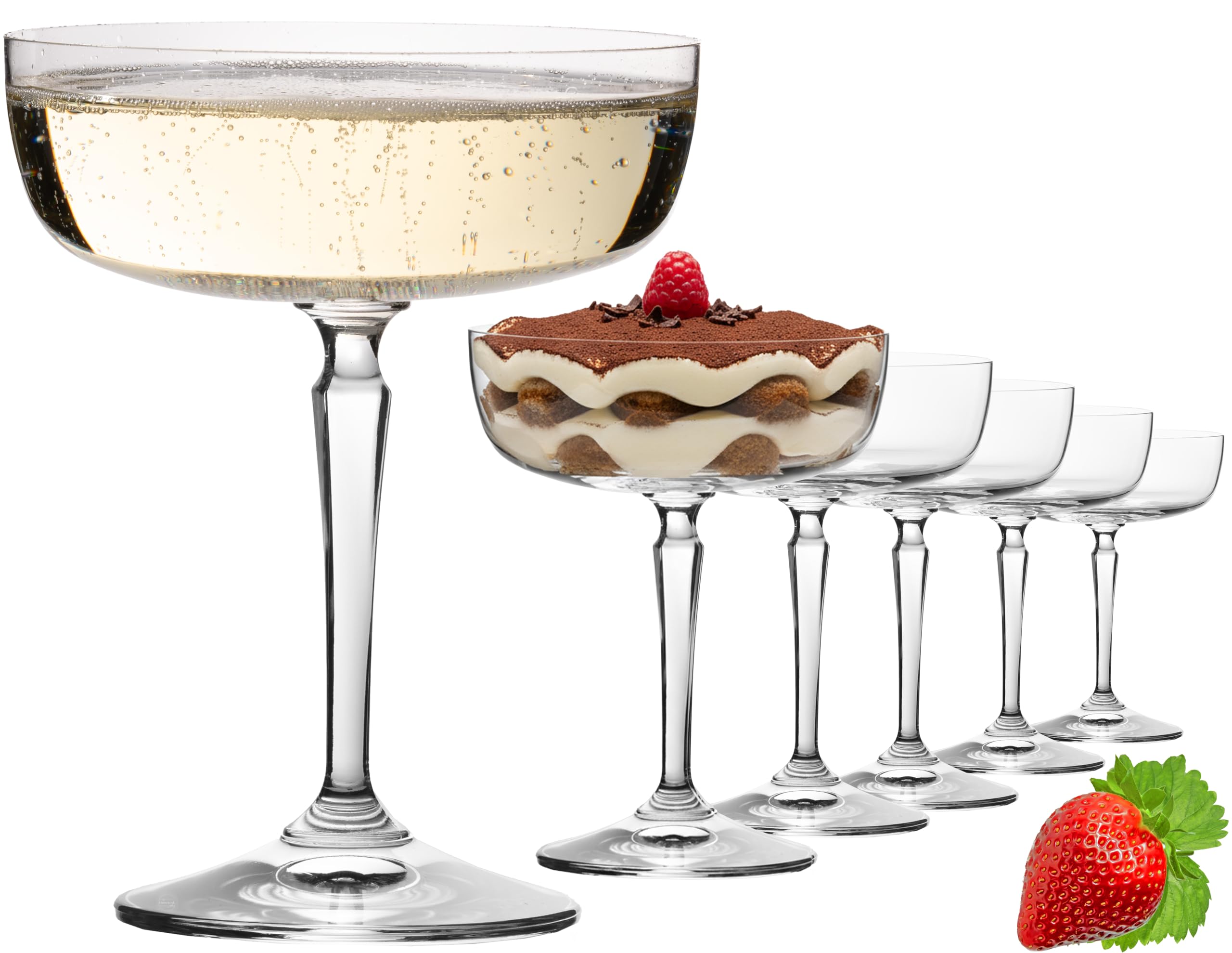 Rio Lot de 6 coupes à champagne carrées en verre Crystalline Passe au lave-vaisselle 260 ml
