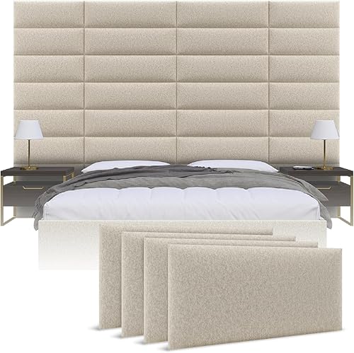 Miniatura 46 de Cabeceras tapizadas Vänt - Paneles de pared para montar en la pared tamaño Queen/Full - Champán neutro metálico - Juego de 4 paneles (Cada panel