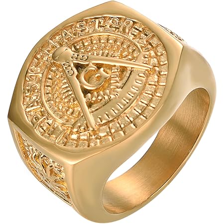 Amazon Yoursfs 金 指輪メンズ フリーメーソン シグネットリング ステンレス パンクリング ヒップホップ おしゃれ 指輪 ユニーク メンズ アクセサリー プレゼント リング 通販