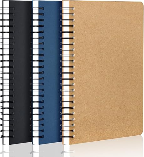 Miniatura 8 de EUSOAR Cuaderno rayado de tapa dura, A4, 3 paquetes de 8.5 x 11 pulgadas, 120 páginas con rayas de papel kraft para escribir viajes, diario,