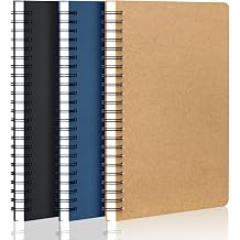 EUSOAR Spiral Notebook Hardcover 3 Pack A4 11" x 8-1/2" Large Journal 120 Pages/60 Sheets College Ruled Paper for Note Taking Sketchbook Office School Student Supplies Travel Journal