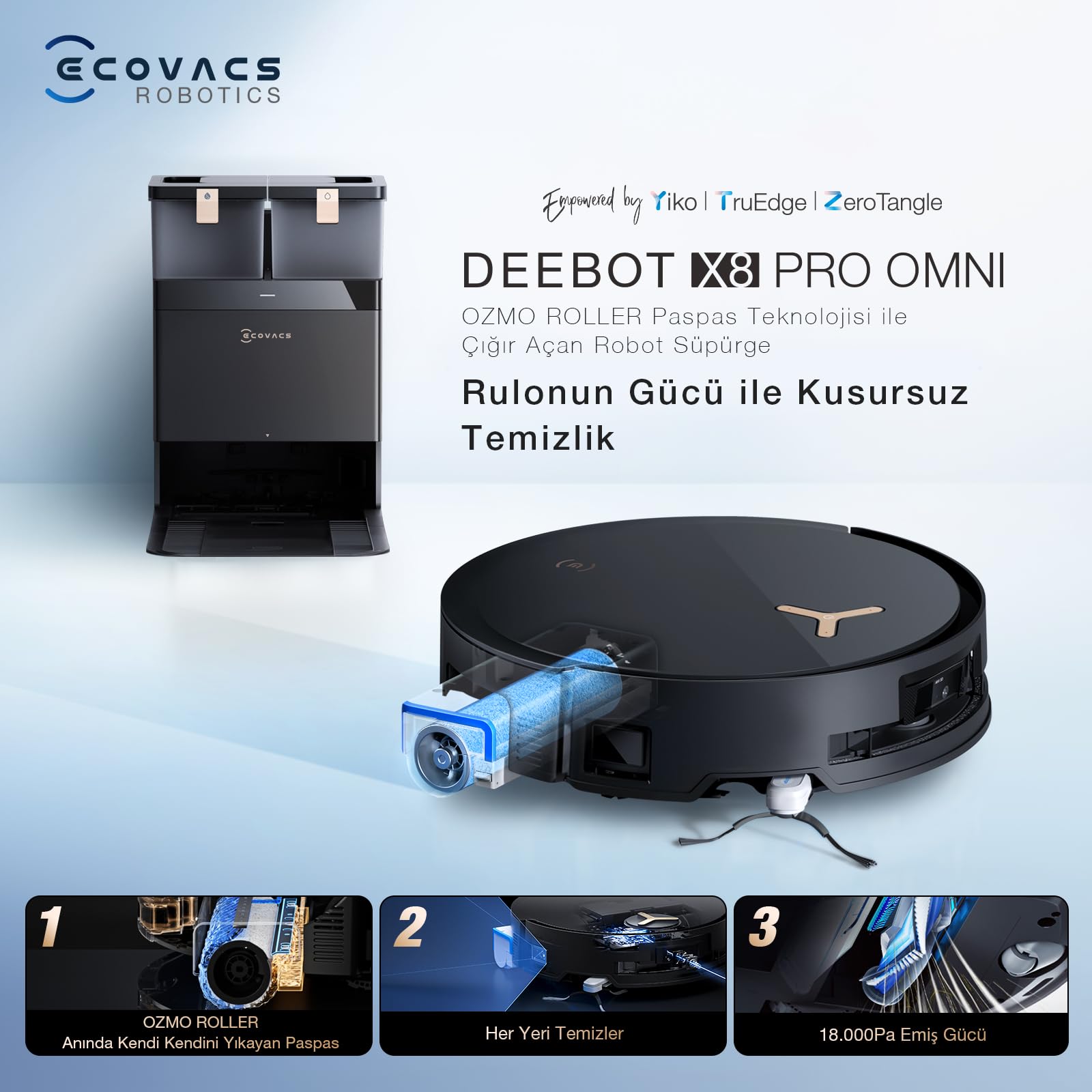 ECOVACS DEEBOT X8 Pro Omni Robot Aspirador e esfregona com base