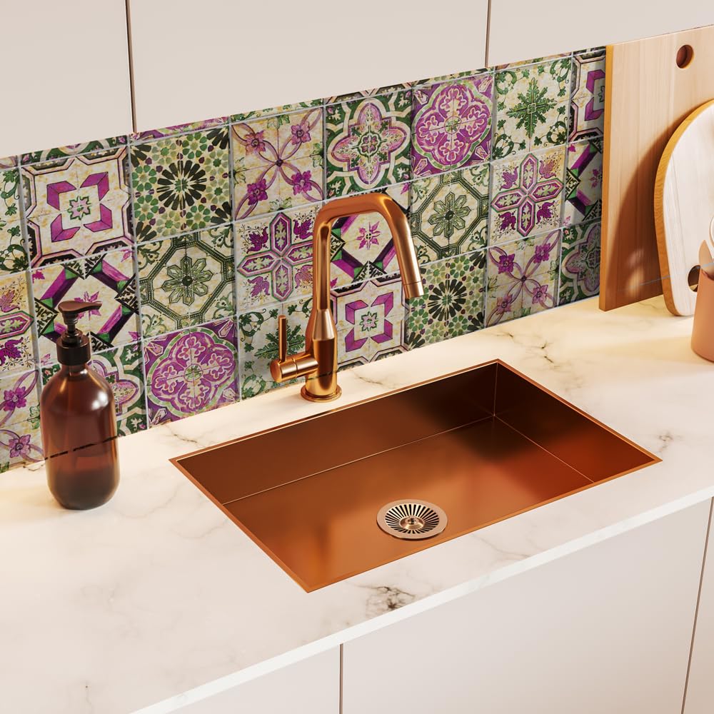 RE-COVERTILES - Adesivi per Piastrelle Bagno e Cucina 24 Pz 10x10 cm - PS00061 Decorazione murale in PVC impermeabile mattonelle mosaico stile cementine Azulejos