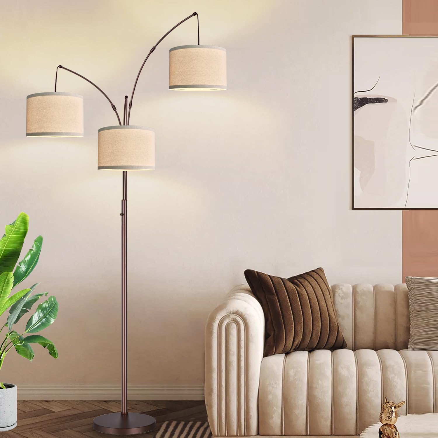 Dimmable Floor Lamp - 3 Lights Arc Floor Lamps for Living Room