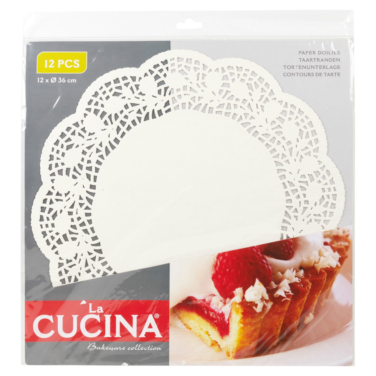 La Cucina White Pack Of Round Paper Doily Lace Doilies Wedding Cake Presentation Coasters - 4 Sizes