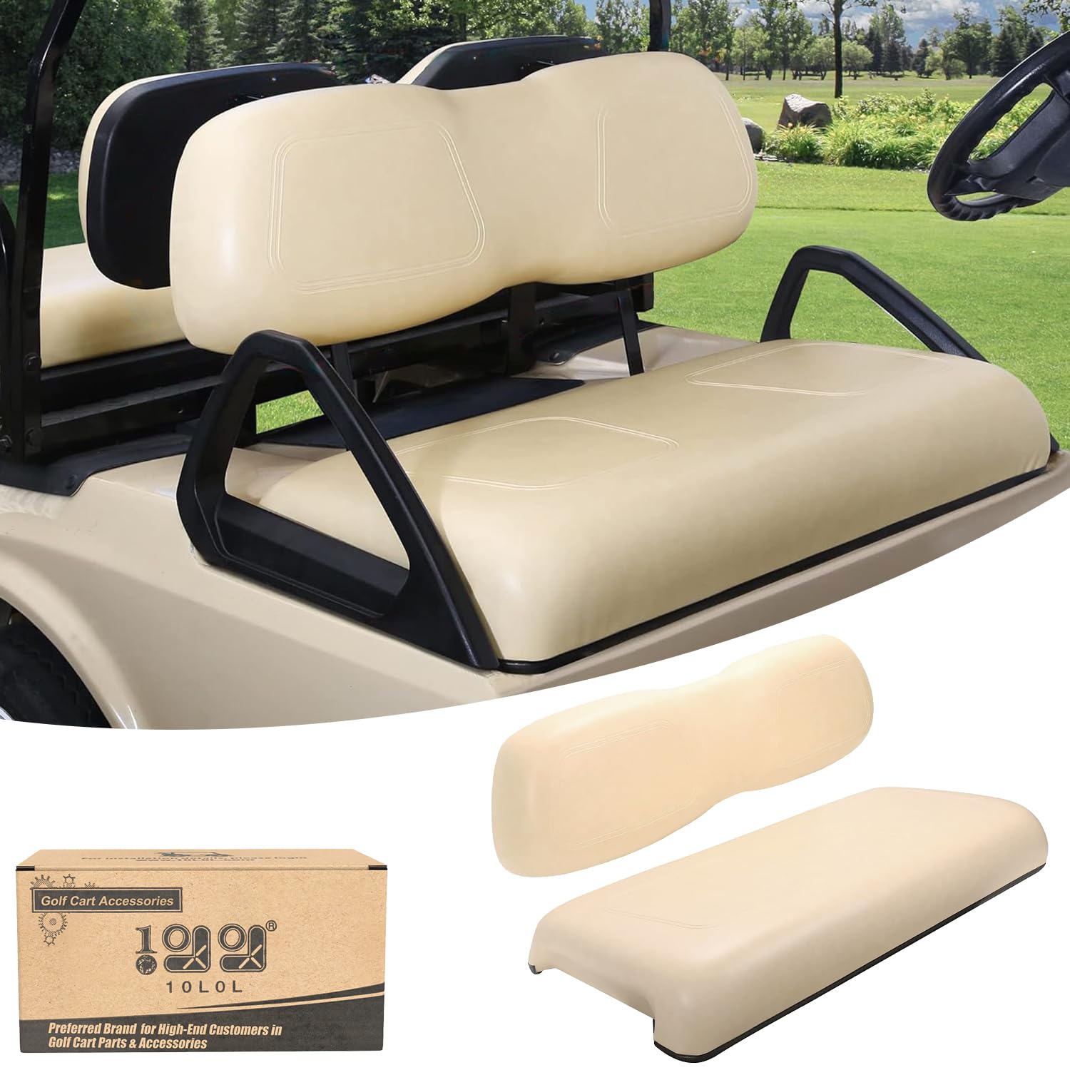 Deluxe Front Replacement Cushions for Club Car DS 2000.5-up, Backrest Golf Cart Front Seat Assembly, Factory Style Seat Bottom & Back Cushions Kit Waterproof