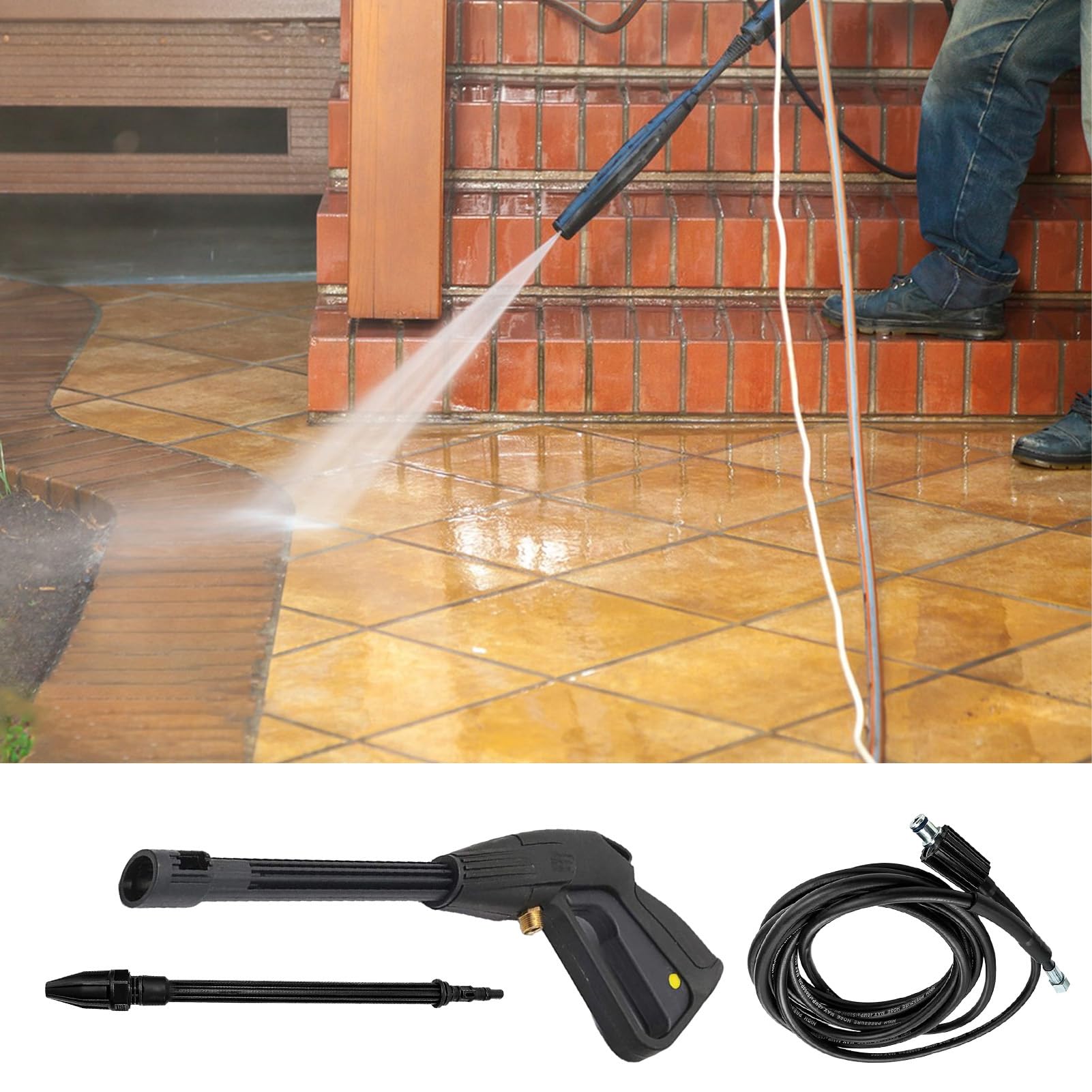 Lanza Para Limpiadora A Presión - Manguera De Jardín Con Hidrolimpiadora | Boquilla De Alta Presión Pistola | Hidrolimpiadora | Kit De Lavado | Pistola Hidrolavadora Con Diseño Ergonómico