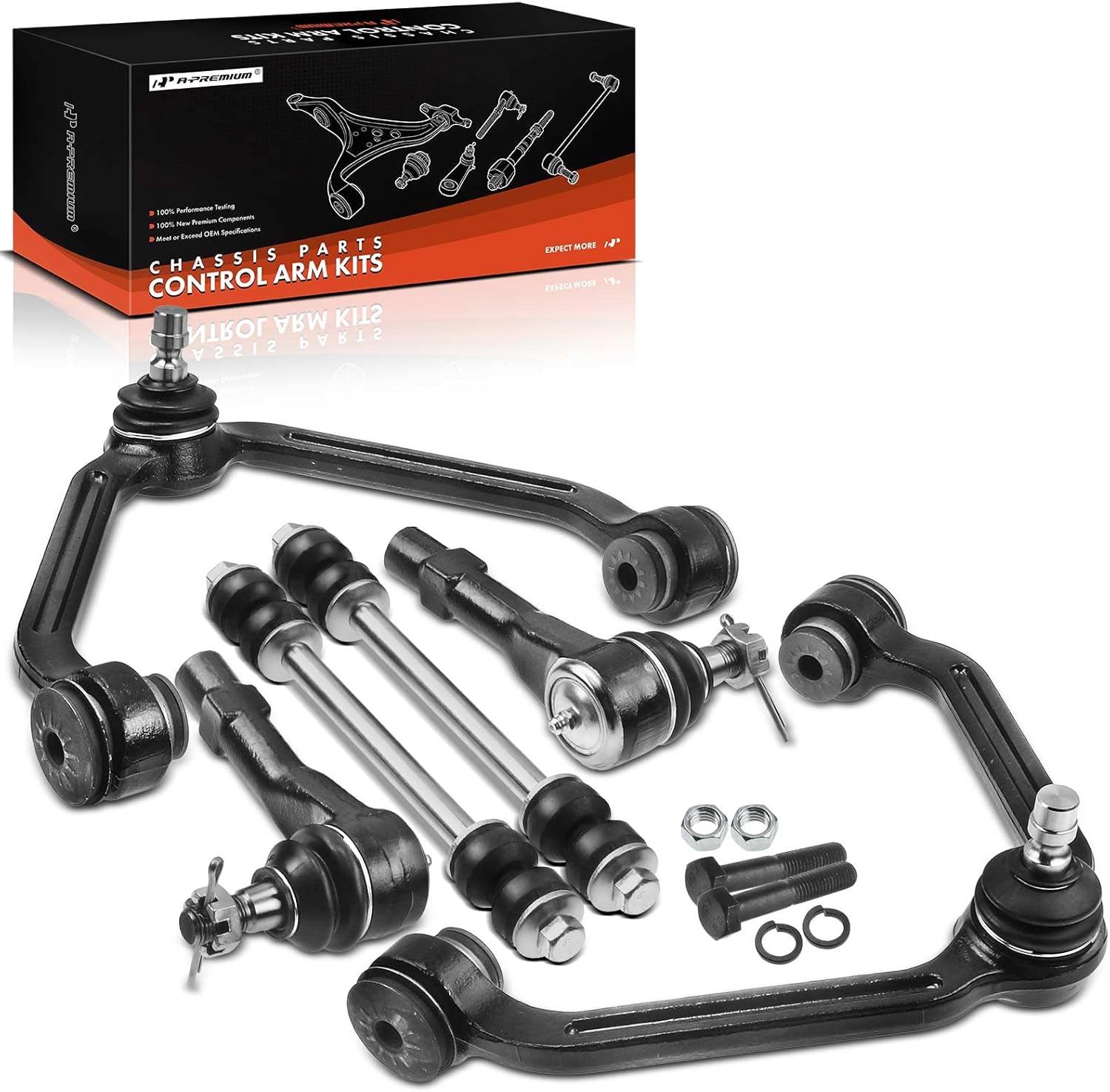 A-Premium Set of 6, Front Upper Control Arm, Sway Bar Link, Outer Tie Rod End, Compatible with Ford Explorer 98-01, Ranger 98-11, Mazda B2500 & B3000 & B4000 98-04, Mercury Mountaineer 98-01