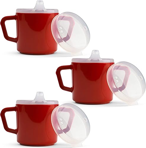 Providence Spillproof Vaso compacto para adultos de 8 onzas con 2 asas, tazas para sorber para adultos para movilidad limitada, accesorios para