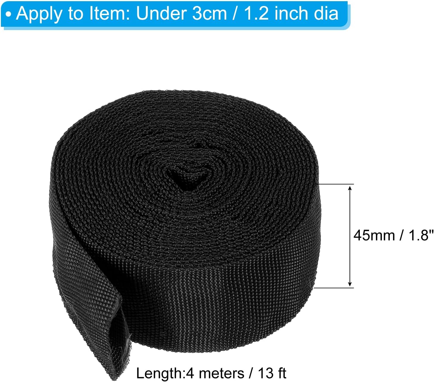 PATIKIL 1.8" 13FT Protective Hose Sleeve with Snap Fastener, Polyester Fiber Cable Cover Sheath Protection for Welding Tig Torch Hydraulic Hose, Black