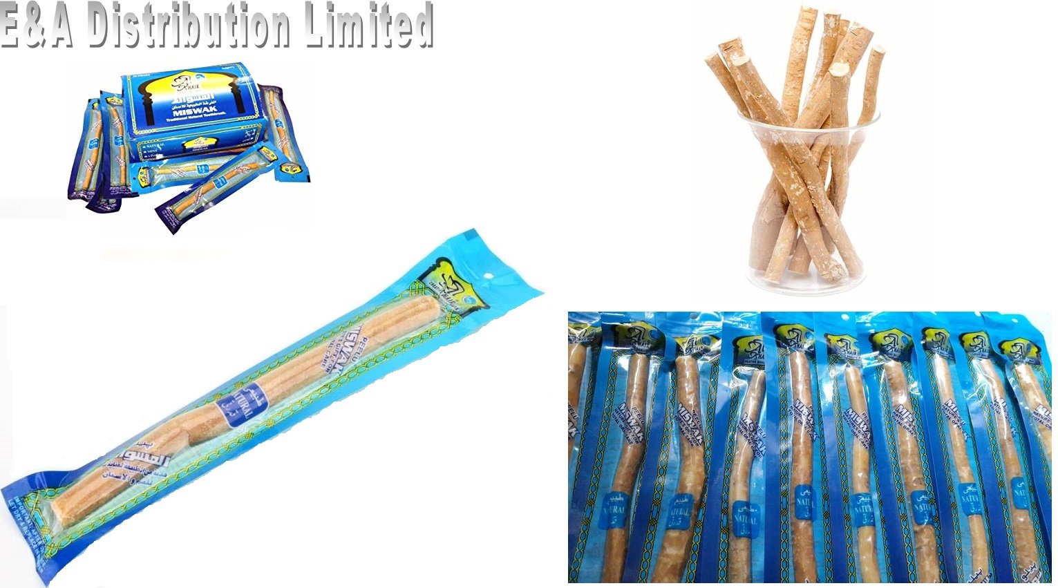 Al Khair Natural Fresh Moist Vacuum-Packed 8" Miswak (12 Sticks) - Tooth and Gum Care (Natural Flavor)