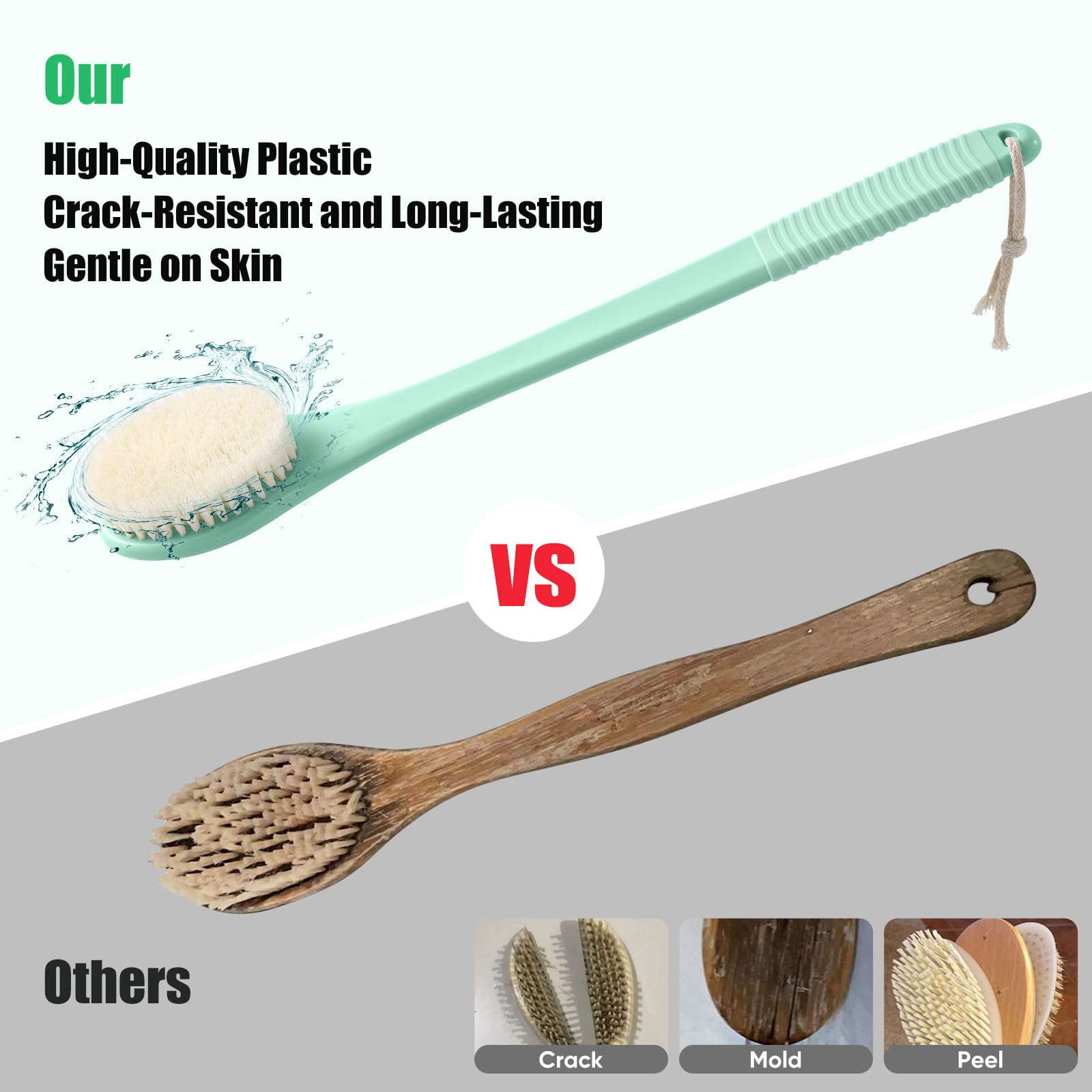 ROLIZOE 17-Inch Back Scrubber for Shower Anti-Slip Exfoliating Body Brush for Bath Gentle Back Brush for Shower for Men and Women - Image 4