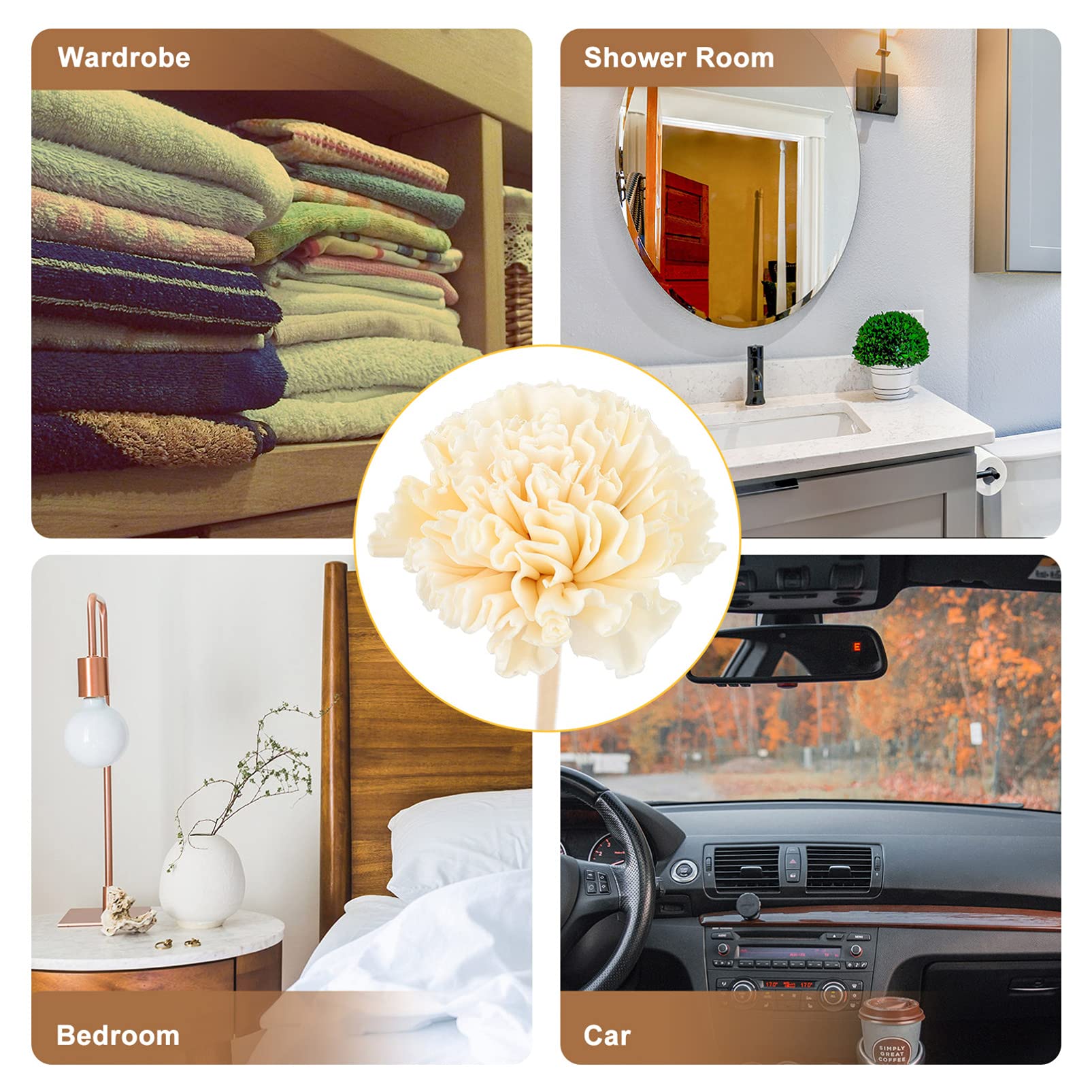 PRETYZOOM 7 Juegos Flor De Aromaterapia De Clavel Varitas De Incienso Difusor De Aroma Fragancia Arruga Palos De Ratán Palitos Aromáticos para El Hogar Siesta Flores Secas Beige 5 Piezas * 7