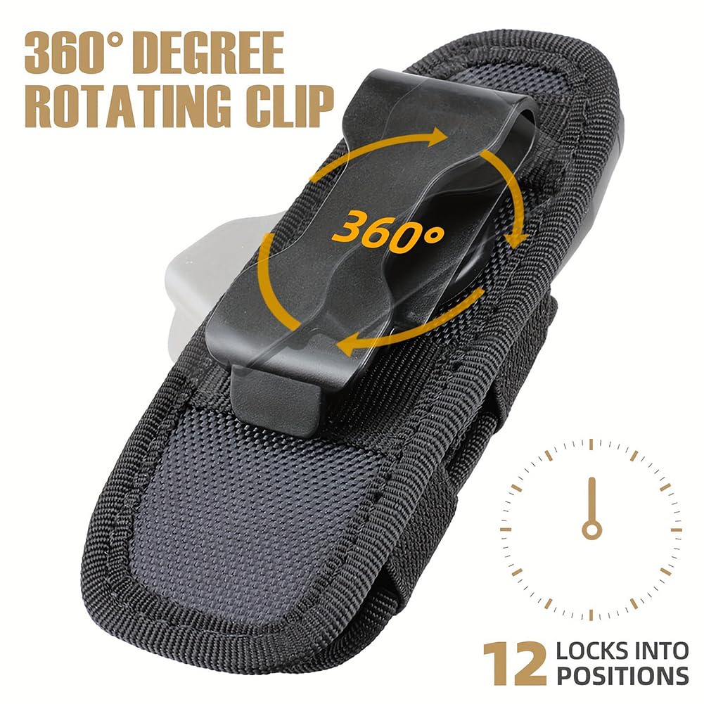 Funda de Linterna Rotación de 360°,Funda para Linterna,Estuche para Linterna,Bolsa de Linterna Táctica,Bolsa de Cinturón para Linterna,Funda Táctica para Linterna,Bolsas Colgantes para Caza Camping