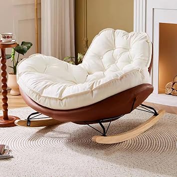 Indoor Upholstered Rocking Chair,Nursery Rocking Chair,Upholstered Nursing Armchair,Single Sofa Chair,Comfy Side Chair,for Nursery, Bedroom, Living RoomDark Brown
