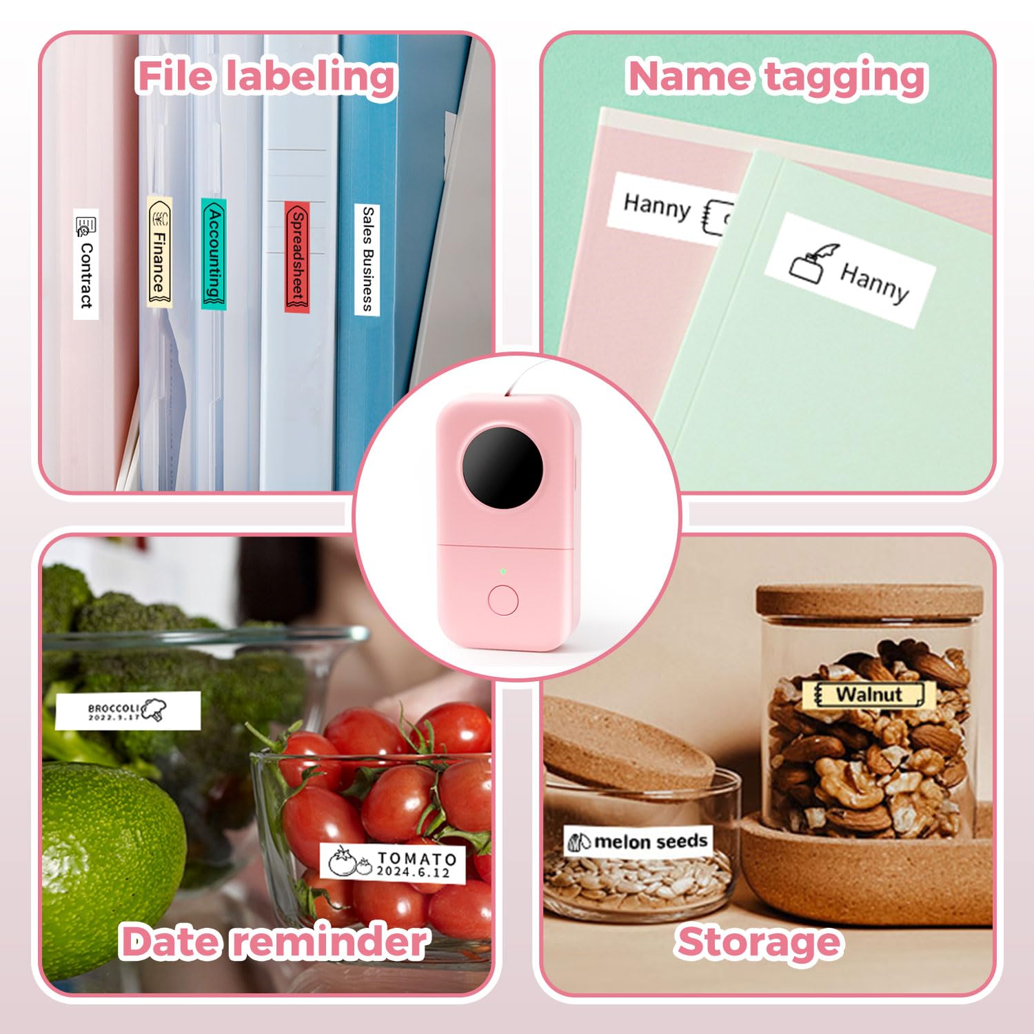 Phomemo D30 Bluetooth Etikettendrucker - Mini Thermo Beschriftungsgerät Selbstklebend Etikettiergerät,Labelmaker Geeignet für Zuhause,Schule,Büro,Ettikettiergeraet für Smartphones und Tablets -Rosa
