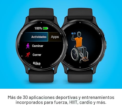 Miniatura 5 de Garmin Venu 3 - Reloj inteligente con bisel de acero inoxidable, pantalla táctil AMOLED de 1.4 pulgadas, con caja negra de 1.772 in y banda de