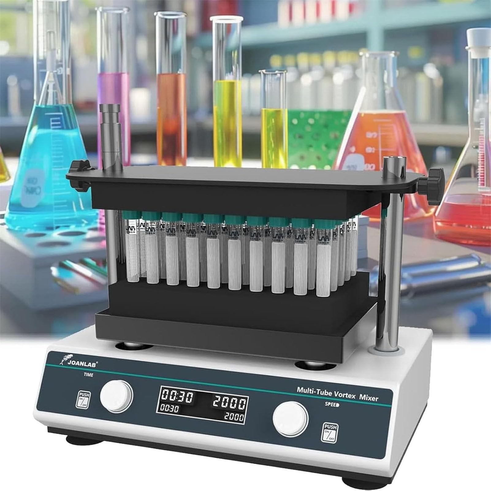 PioMue Vortex Shaker,Multi-Tube Vortex Mixer,Lab Multi-Tube Vortexer Mixer,Speed range 500~3000rpm,Laboratory Multi-Tube Vortex Mixer Shaker