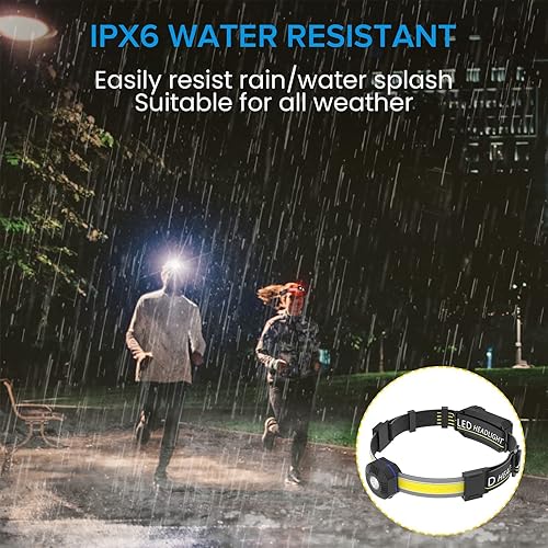 Miniatura 4 de Faro LED recargable, iluminación de 230 con luz trasera roja, 10 modos, IPX6 impermeable, súper brillante y cómoda para correr, campamento,